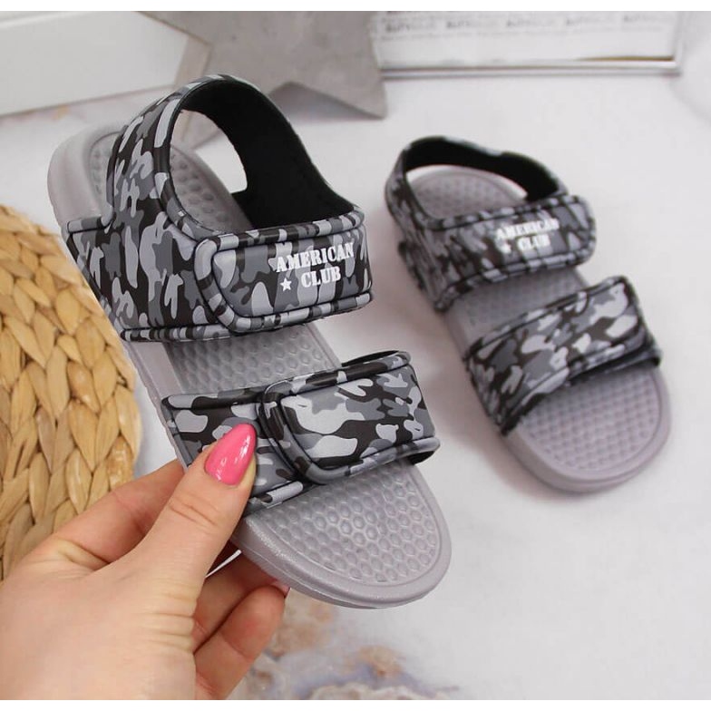 Sandale aus Schaumstoff mit Klettverschluss American Club Jr AM881B grau 1