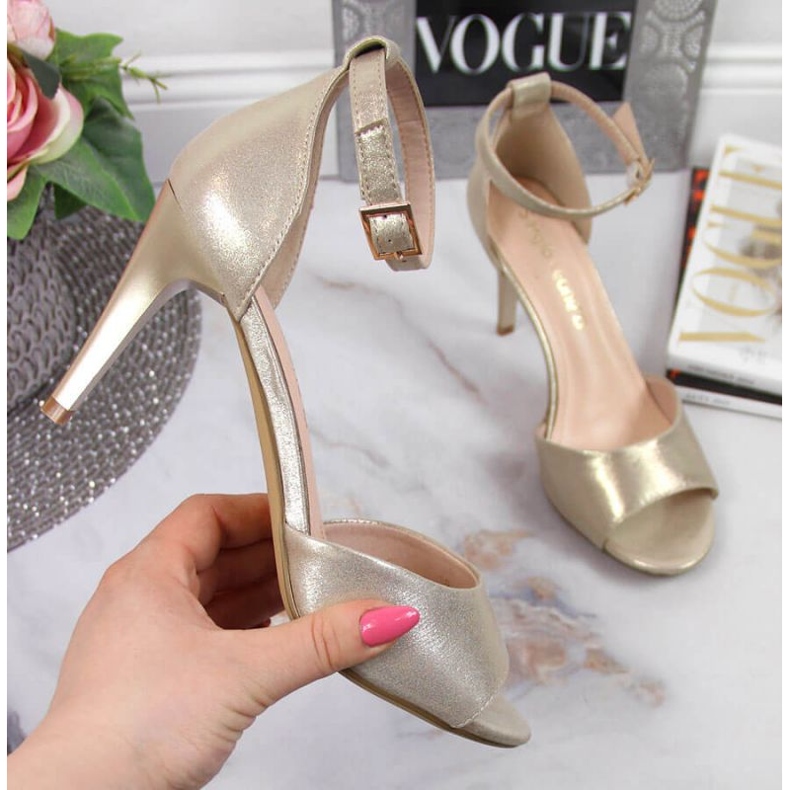 Sandalen auf einem hohen Absatz Sergio Leone W SK374B Gold golden 1