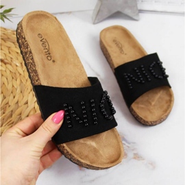 Hausschuhe mit Perlen eVento W EVE356A schwarz 1