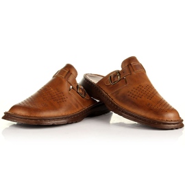 Łukbut Bequeme Herrenhausschuhe aus braunem Leder Lukbut 1