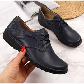 Bequeme Damenschuhe aus Leder, marineblau Helios 715 2