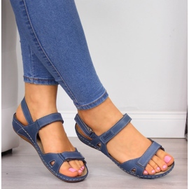 Bequeme marineblaue Ledersandalen Helios 205 1