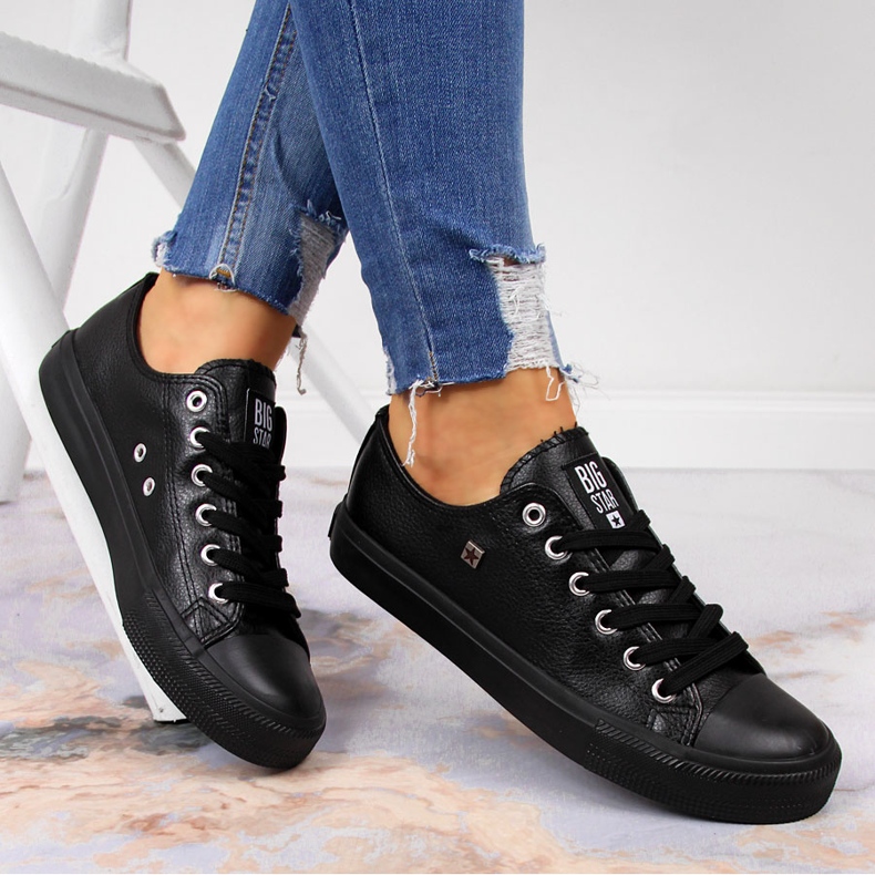 Schwarze Eco-Leder-Sneakers Big Star V274871 2