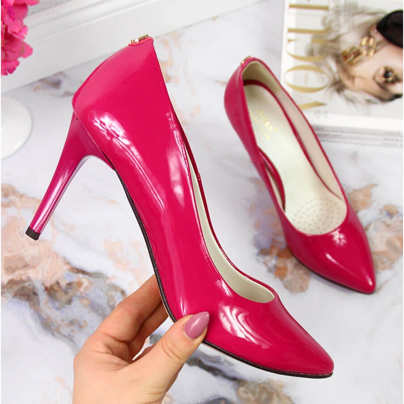 Pumps auf Pfennigabsatz lackiert fuchsia Juma rosa 1