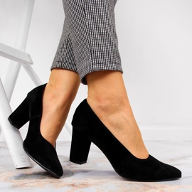 Pumps auf der Post schwarz Monique Wildleder 2