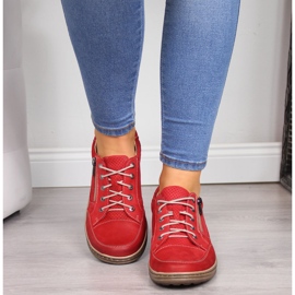 Leder Damenschuhe mit Reißverschluss rot Helios 357 1