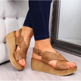 Damen Ledersandalen auf einem braunen Keil Dolce Pietro 1