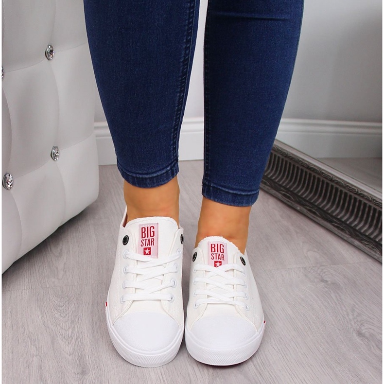 Low-Top-Sneaker aus weißem Textil Big Star FF274087 2