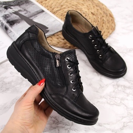 Leder Damenschuhe mit Reißverschluss schwarz Helios 357 2