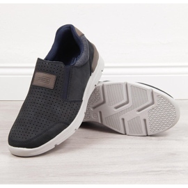 Herrenschuhe aus durchbrochenem Leder, marineblau Rieker 16455 2