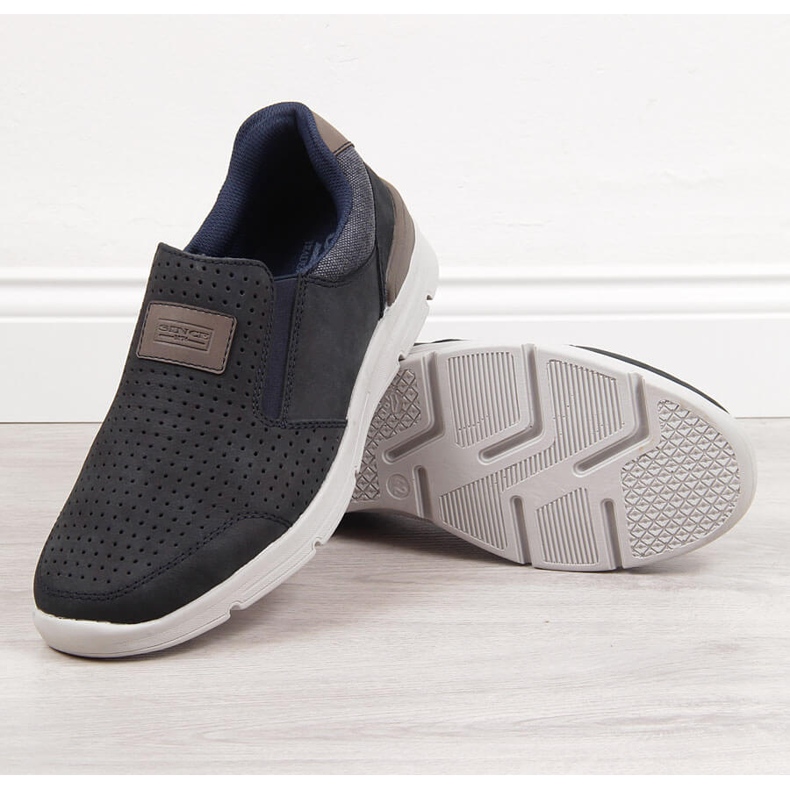 Herrenschuhe aus durchbrochenem Leder, marineblau Rieker 16455 2