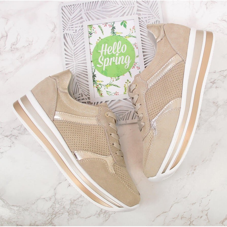 Damen-Ledersneaker auf beigem Filippo-Plateau 2