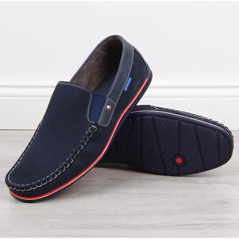 Herren-Lederslipper zum Hineinschlüpfen in Marineblau Gregor navy blau 1