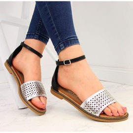 Damensandalen mit Nieten schwarz und silber Filippo 1