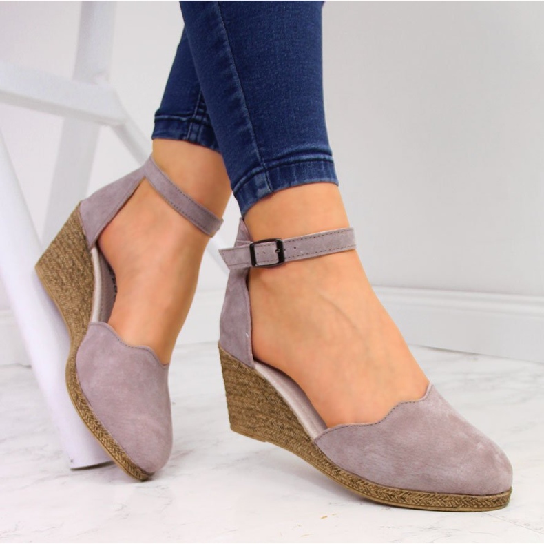 Damensandalen aus Leder mit Keilabsatz, Dirty Pink Filippo rosa 1