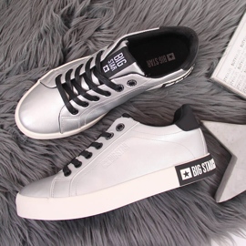 Damen-Low-Top-Sneaker mit Öko-Leder Silber Big Star II274034 1