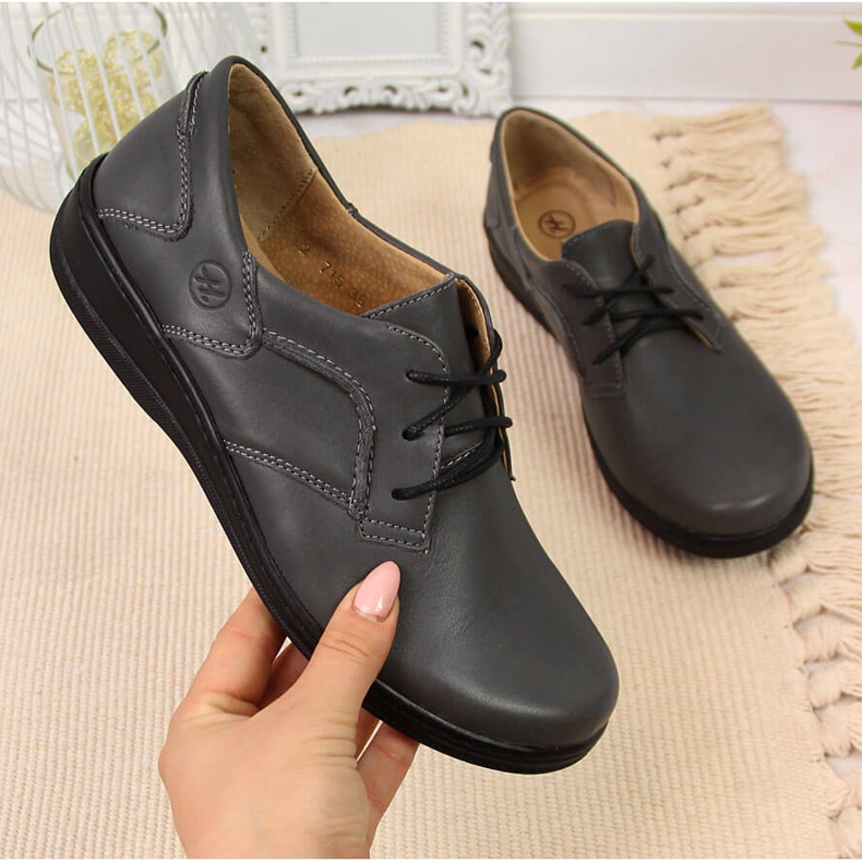 Graue Damen Lederschuhe Helios 715 2