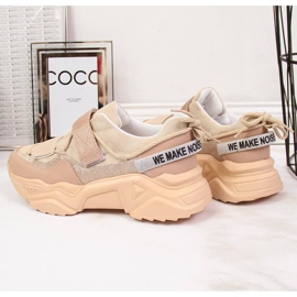 Turnschuhe auf einer dicken Sohle Klettverschluss beige Navy Dot 2