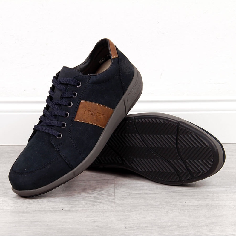 Herren Freizeitschuhe aus Leder, marineblau Rieker B0910-14 1