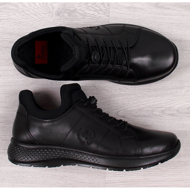 Herren Freizeitschuhe aus schwarzem Leder Rieker B7694-00 1
