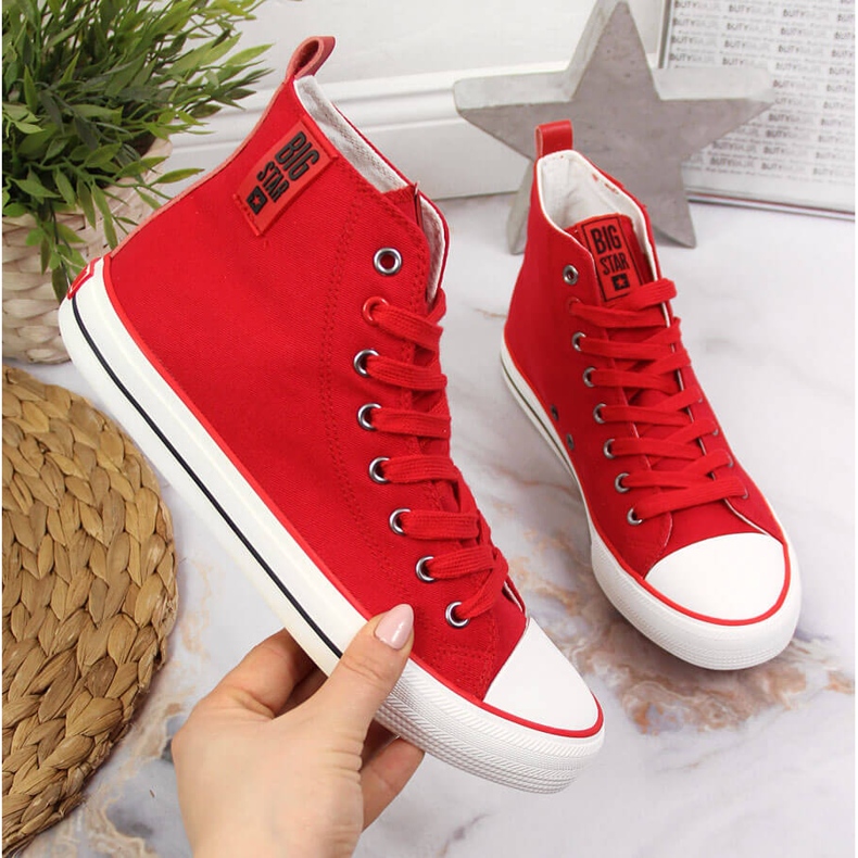 Rote Textilturnschuhe Big Star JJ274128 2