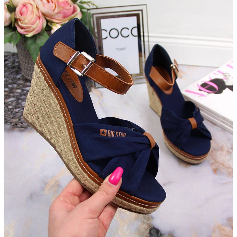 Sandalen Espadrilles auf Wedges marineblau Big Star JJ274938 1