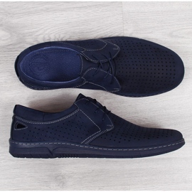 Marineblaue durchbrochene Herrenschuhe Łukbut 1447 navy blau 1