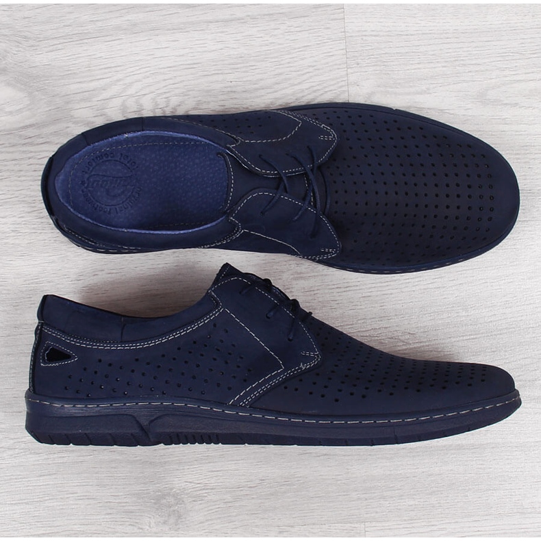 Marineblaue durchbrochene Herrenschuhe Łukbut 1447 1