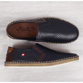 Durchbrochene marineblaue Herrenschuhe Rieker B5297-14 1