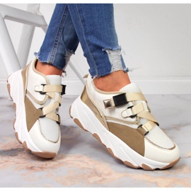 Damenturnschuhe auf der cremefarbenen Plattform Potocki mehrfarbig 1