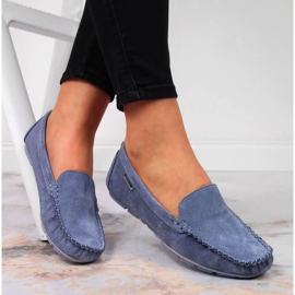 Damen-Slipper aus blauem Leder Vinceza 1