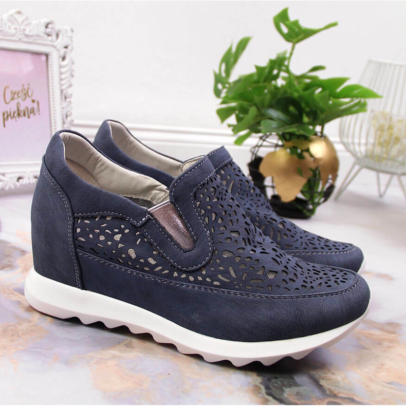 Damen Sportschuhe auf Keilabsatz blau Jezzi 2