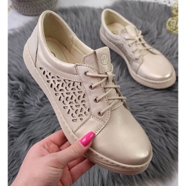 Bequeme Damenschuhe aus Leder, golden Helios 375 1