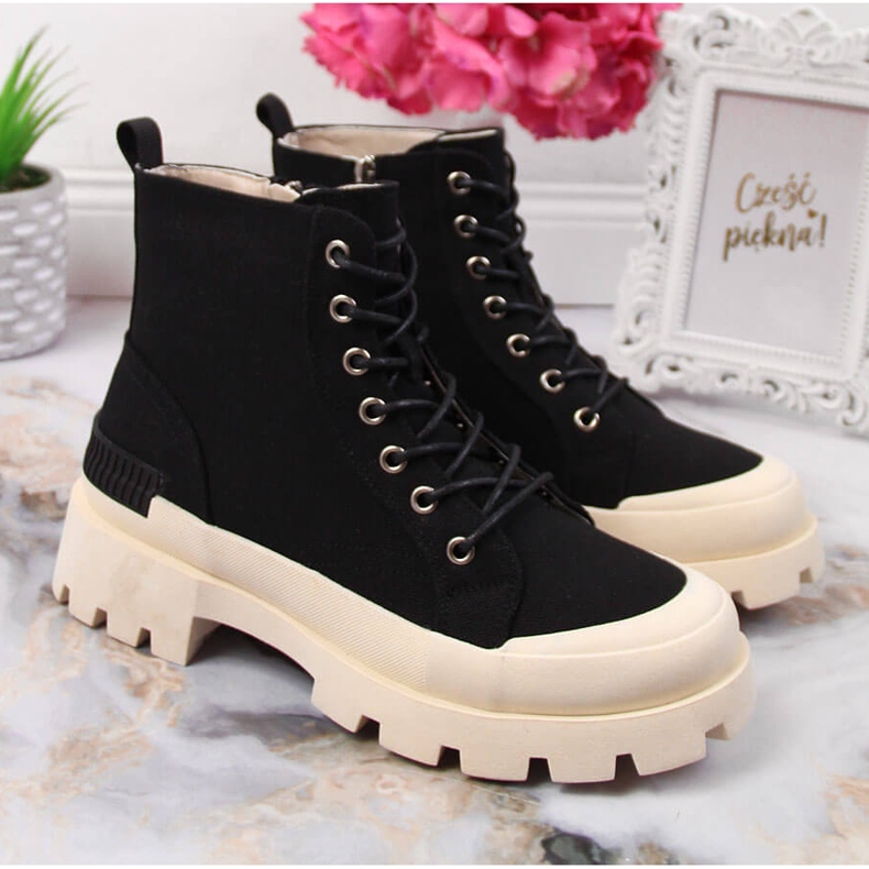 S.Barski Schwarze DA-Damenturnschuhe auf der Plattform 2