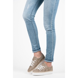 Kylie Durchbrochene Turnschuhe auf der Plattform braun 1