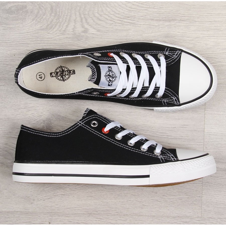 Niedrige Herren-Sneaker, schwarz NEWS 1