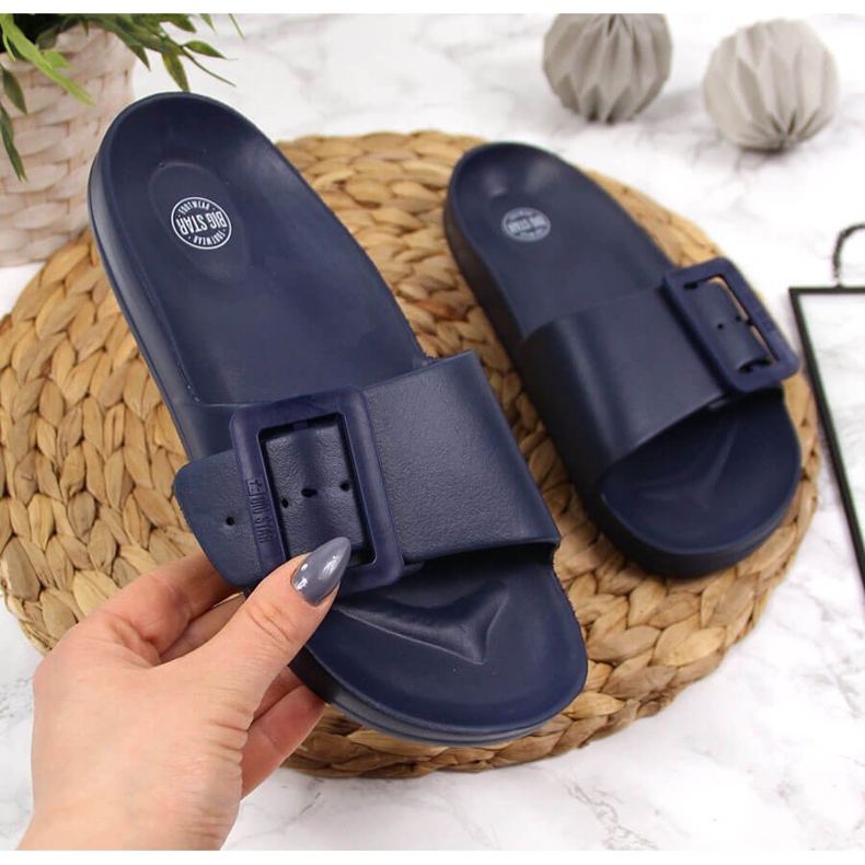 Strandpantoffeln aus marineblauem Schaum für Damen Big Star FF274A388 2