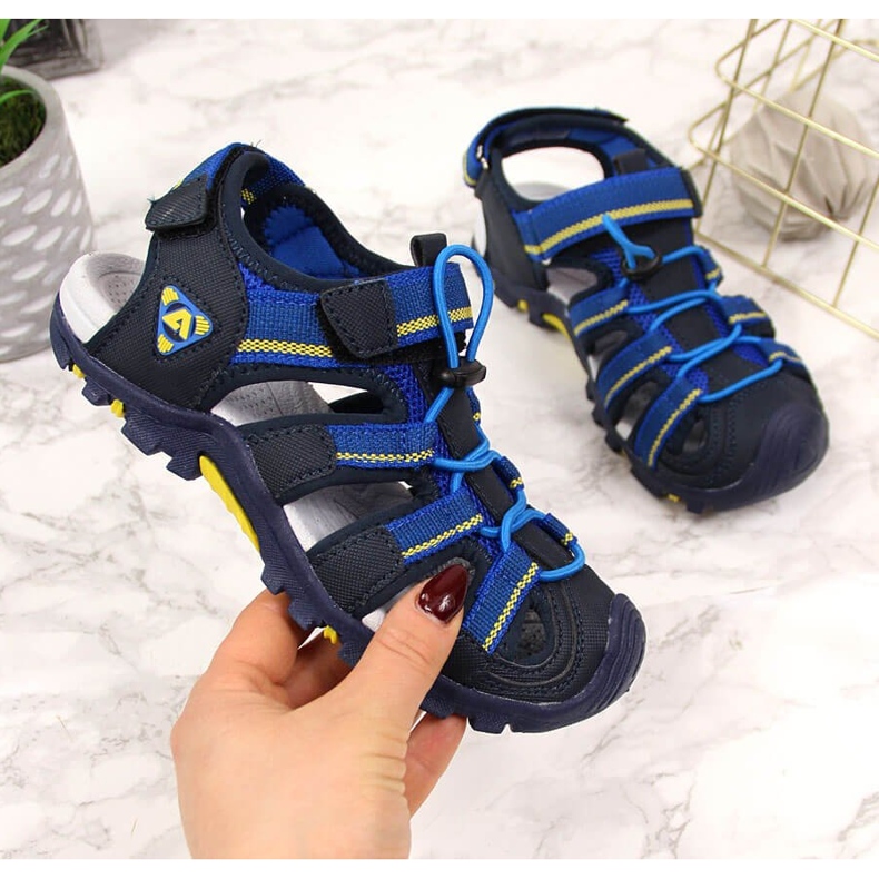 Jungensandalen mit Klettverschluss American Club marineblau 2