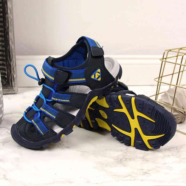 Jungensandalen mit Klettverschluss American Club marineblau 1