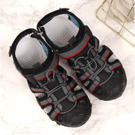 Jungensandalen mit Klettverschluss schwarz American Club 1