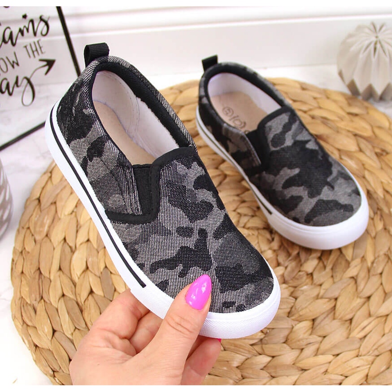 Turnschuhe zum Hineinschlüpfen für den Kindergarten, Camo Black Atletico schwarz 1