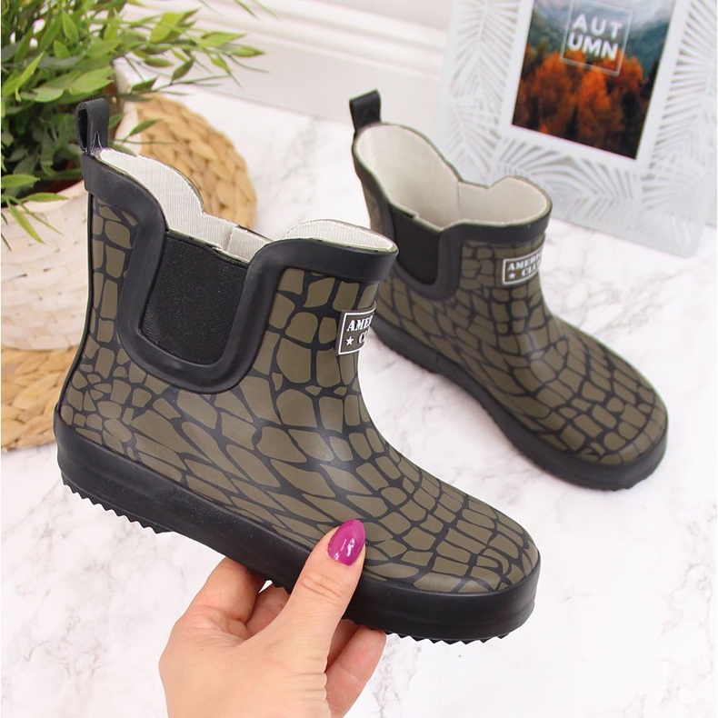 Khakifarbene Kinder-Galoschen von American Club grün 1