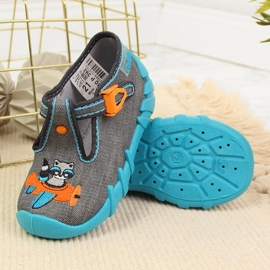 Hausschuhe für Jungen für den Kindergarten, grau und blau Befado 2