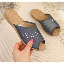 Damenhausschuhe, offene Spitze, grauer Befado 1