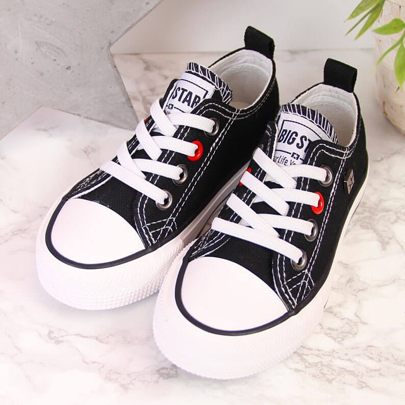 Kinderturnschuhe niedrig schwarz Big Star HH374090 weiß 2