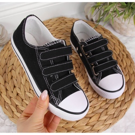 Schwarze Kinder-Low-Top-Sneaker von Atletico mit Klettverschluss 1