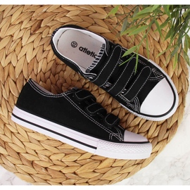 Schwarze Kinder-Low-Top-Sneaker von Atletico mit Klettverschluss 2