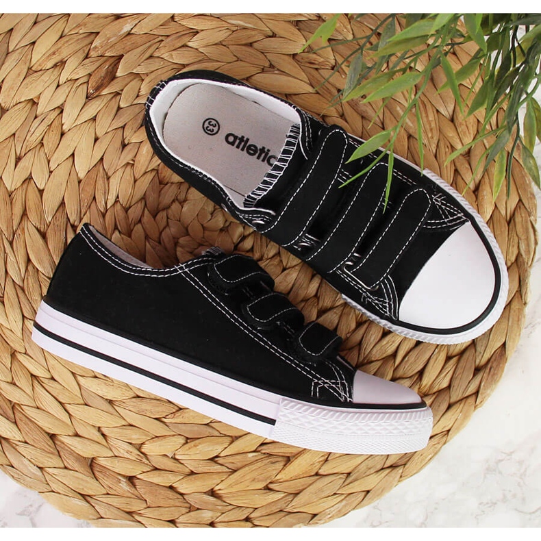 Schwarze Kinder-Low-Top-Sneaker von Atletico mit Klettverschluss 2
