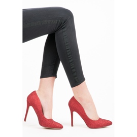 Ideal Shoes Glitzerpumps an einer Nadel rot 4