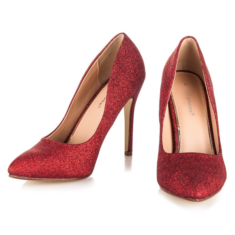 Ideal Shoes Glitzerpumps an einer Nadel rot 1
